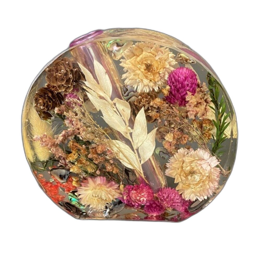 Handmade Epoxy Resin Dried Flower Propagation Bud Vase 5.5" x 5"